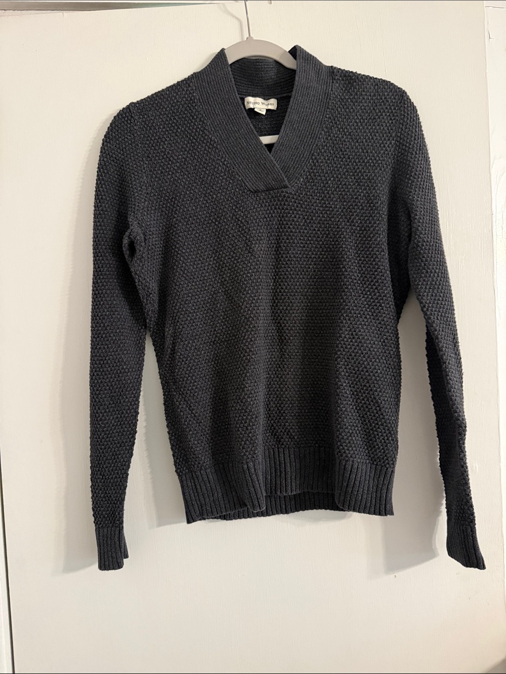 Studio Works Charcoal Textured V-Neck Sweater